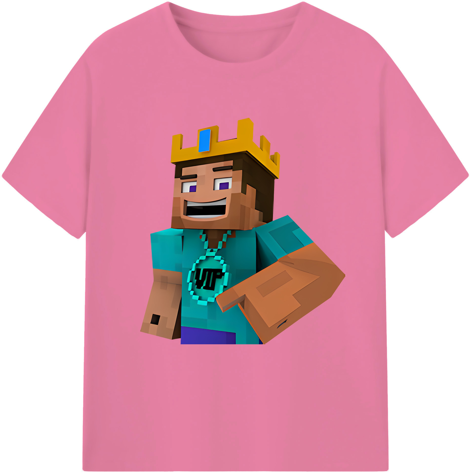 （画像用） マインクラフト ブロックの世界 Minecraft MC Block world 綿100％半袖Tシャツ（フロントプリント）